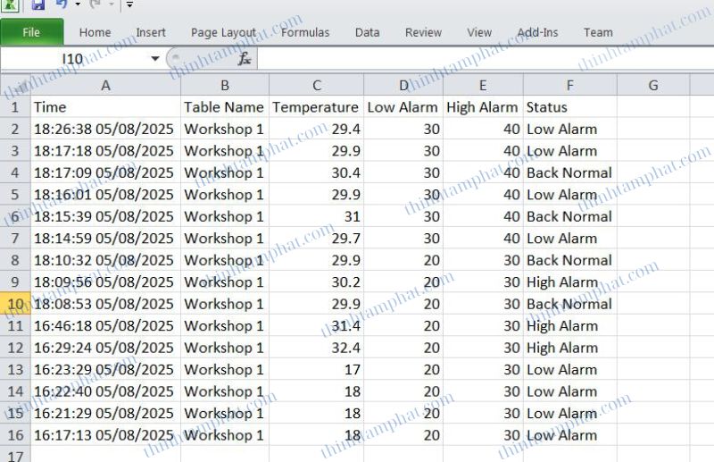 xuất Alarm ra file excel